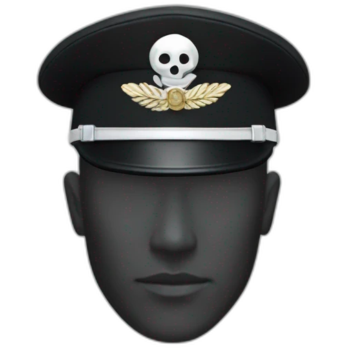 realistic-black-officer-hat-with-small-white-skull-symbol emoji
