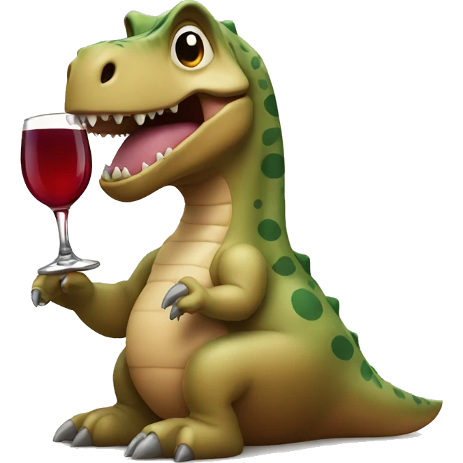 Dino drinking wine emoji