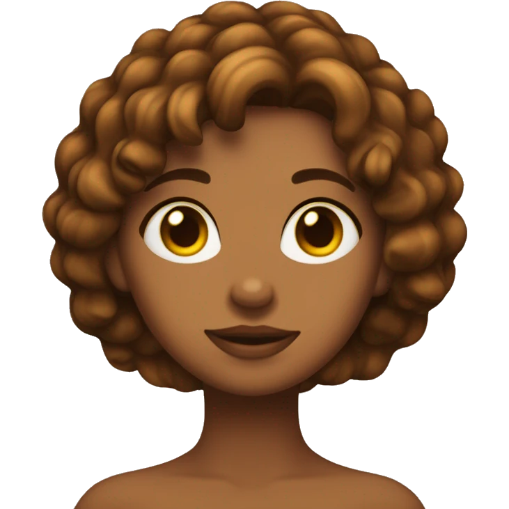 Chica con pelo rizado de color marrón oscuro,piel canela emoji