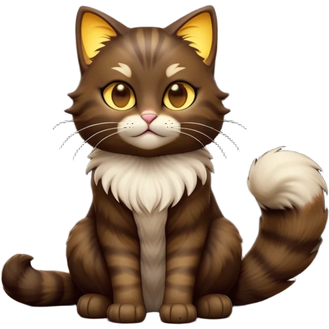 cinematic-[showshoe cat]-realistic-full-body-sitting-emoji,-tail-curled-playfully-around-its-paws,-head-tilted-dramatically,-fluffy-[dark brown mask]-fur,-simplified-yet-realistic-focused-features,-highly-detailed,-glowing-with-an-almost-sarcastic-glow emoji