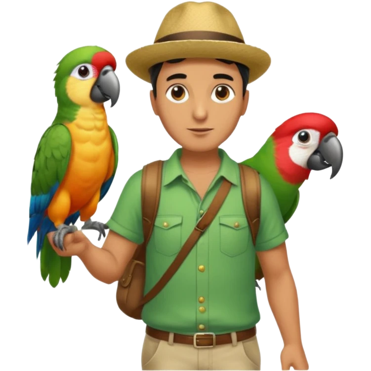 Walker + parrot on shoulder, Full body with walk pose emoji