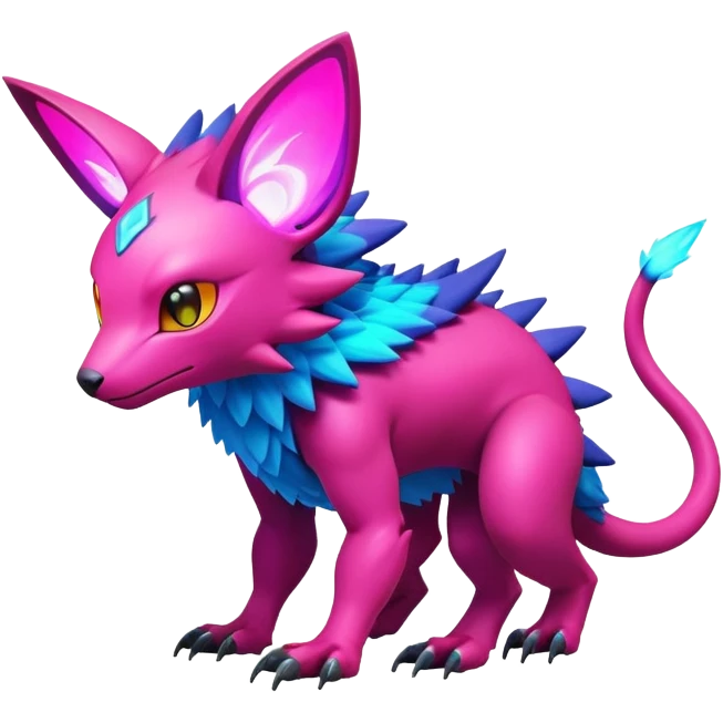 futuristic lush warm-colored modern colorful neon-colored Fakémon-Digimon-Trico-Vernid-creature emoji