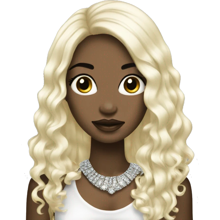 pale girl with long black hair luxury bling emoji