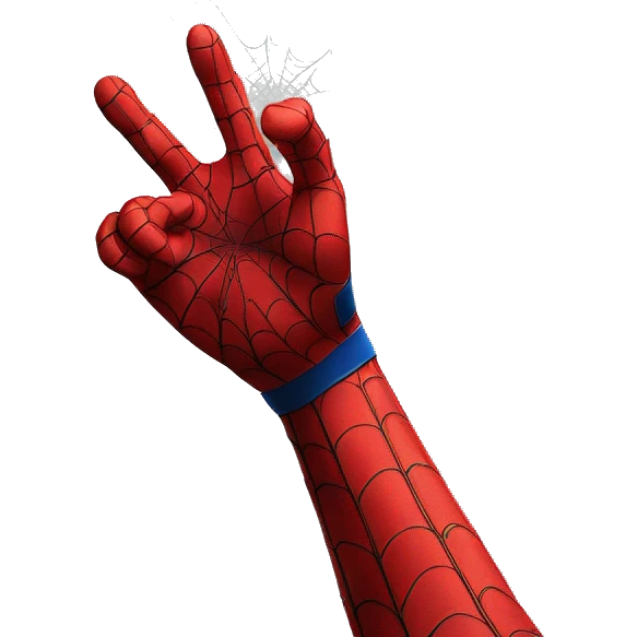 Spiderman hand posição lançar teia emoji