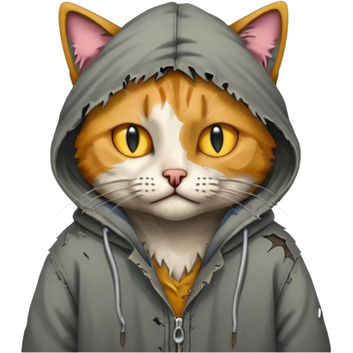 homeless poor cat with torn clothes  emoji