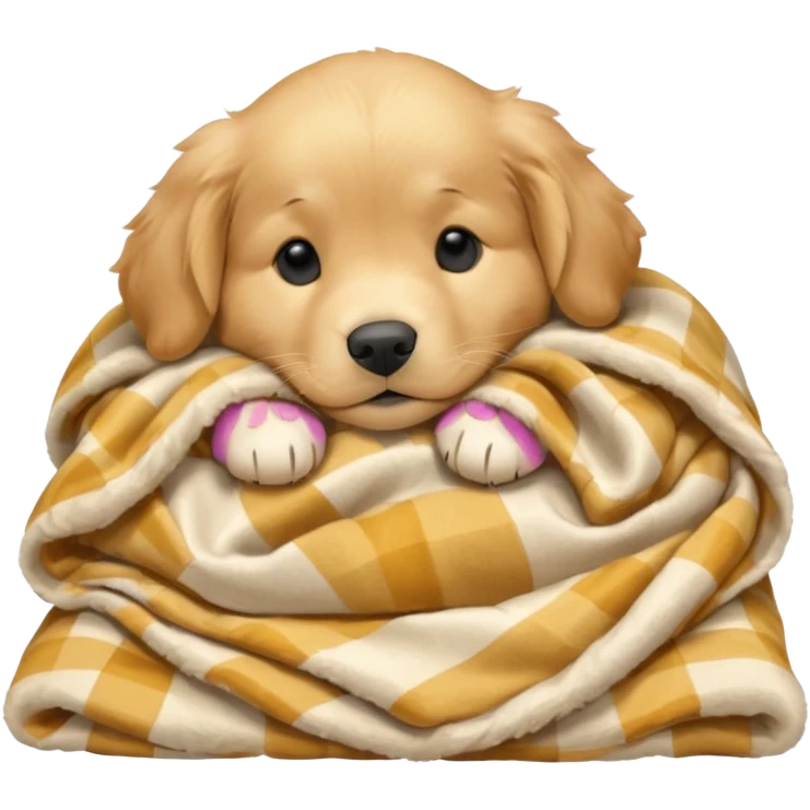 golden retriever puppy sleeping with a blanket emoji