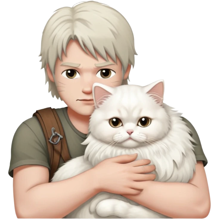 Daryl dixon snuggling white Persian cat  emoji