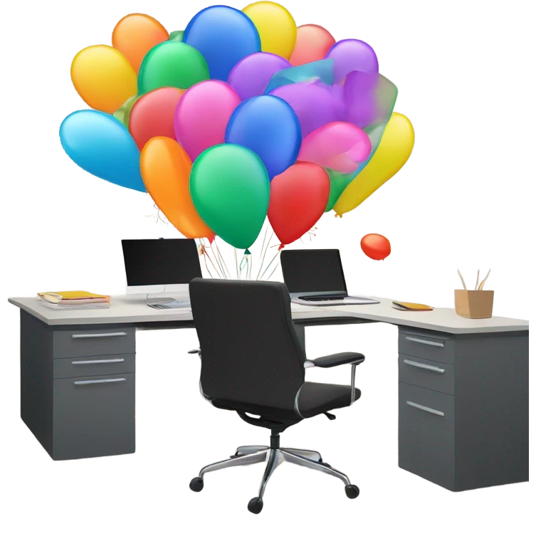 Balloons in office emoji