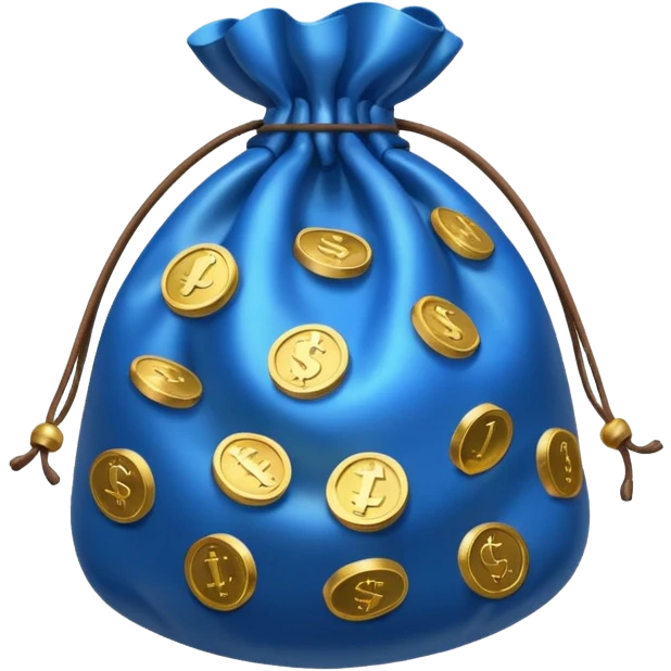 money bag full off blue coins emoji