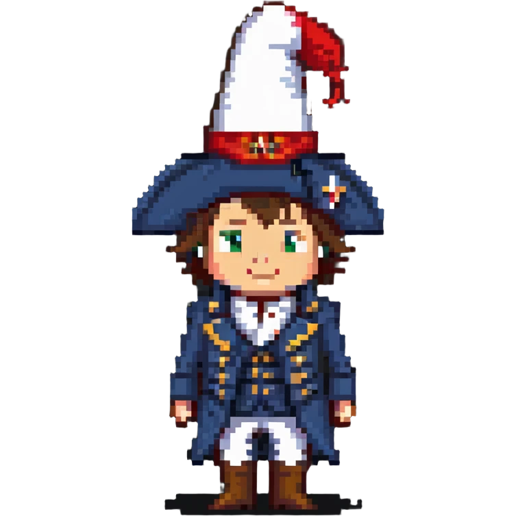 Napoleon Bonaparte with bicorn hat and hand in coat emoji