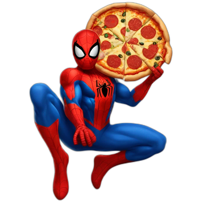 Spider-man avec une pizza emoji