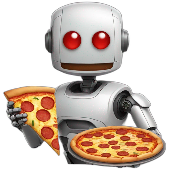 robot with pizza emoji