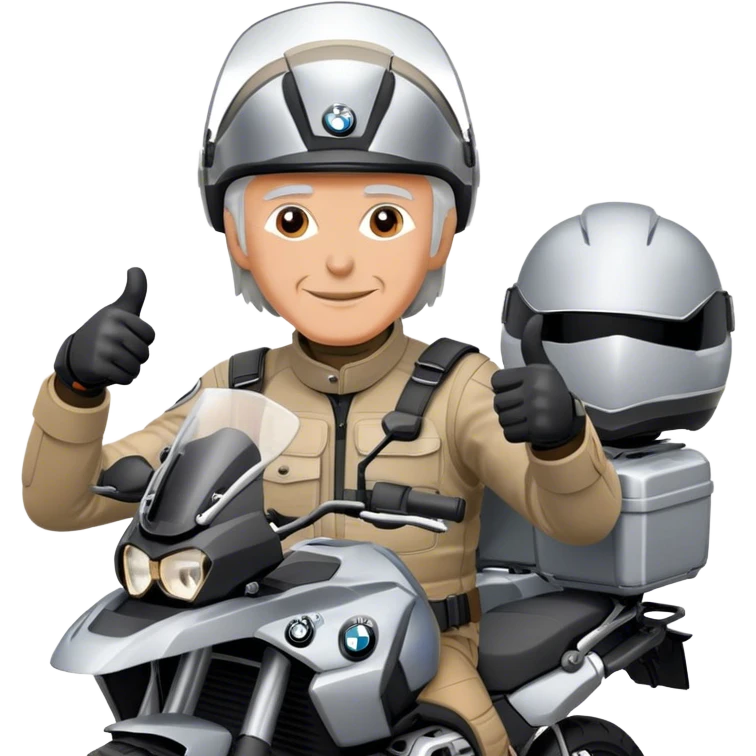 bmw gs  silver 1200 rider with grey hair giving a thumbs up emoji