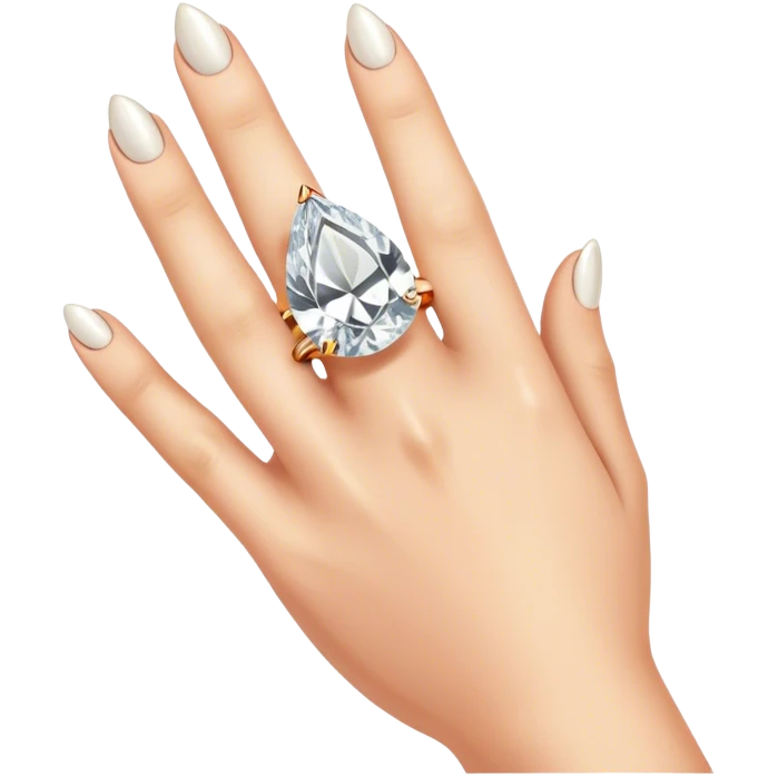 Hand with pear shaped diamond ring emoji