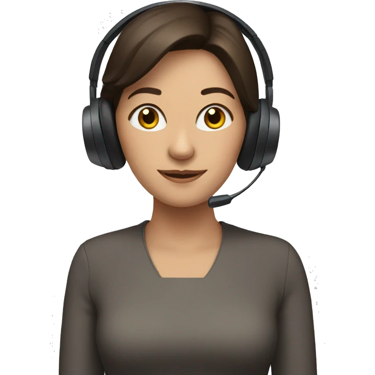 Brunette woman with headset on emoji