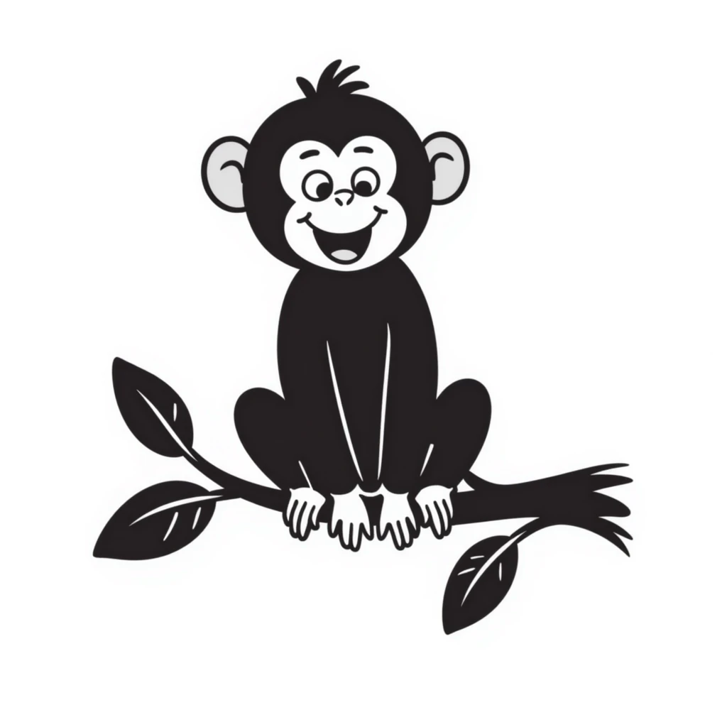 hand-drawn doodle of a laughing monkey emoji