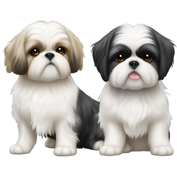 Shitz Tzu Beautiful two big faces black and white Puppies emoji