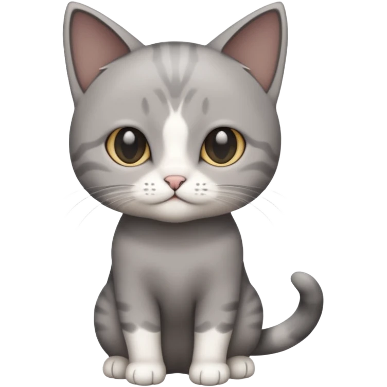 full body small short hair dark grey and white cat emoji