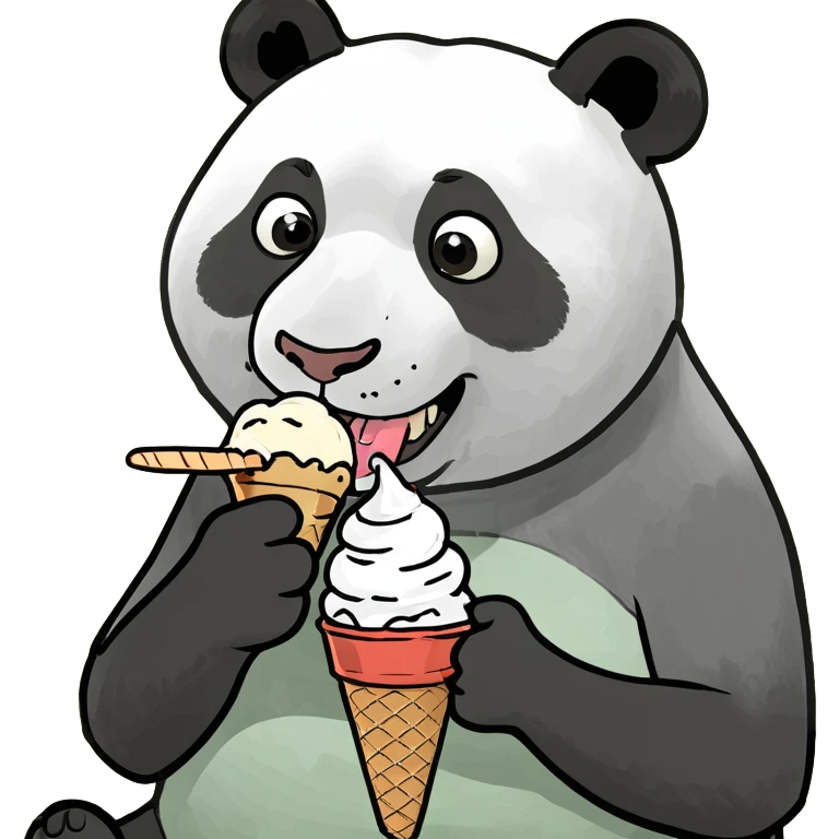 Panda eating ice cream emoji