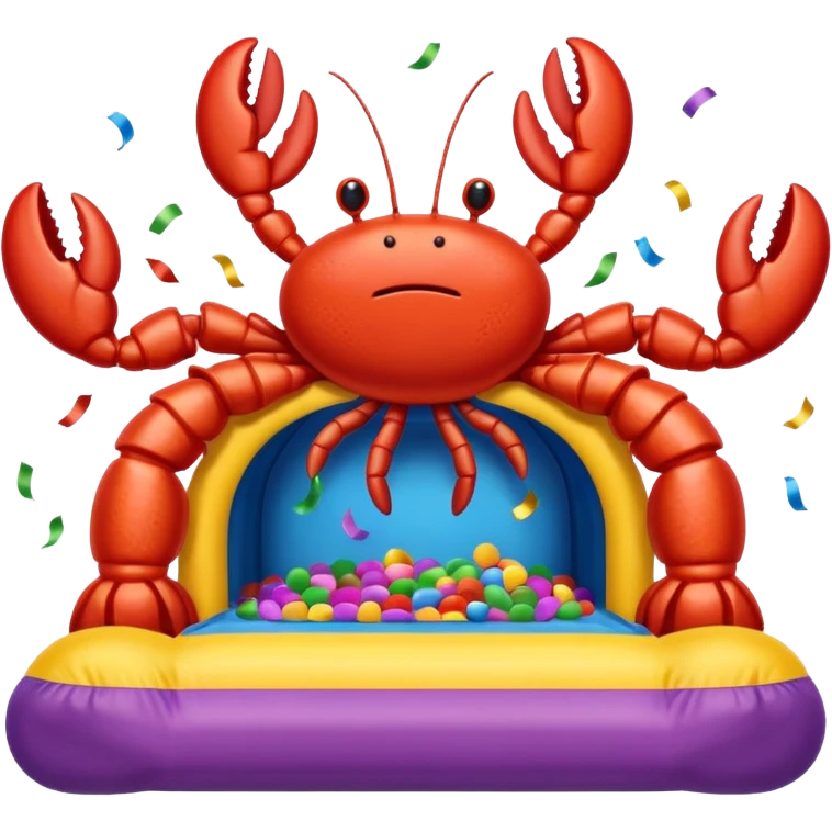 A bounce house with confetti, sprinkles, and caviar and lobster emoji