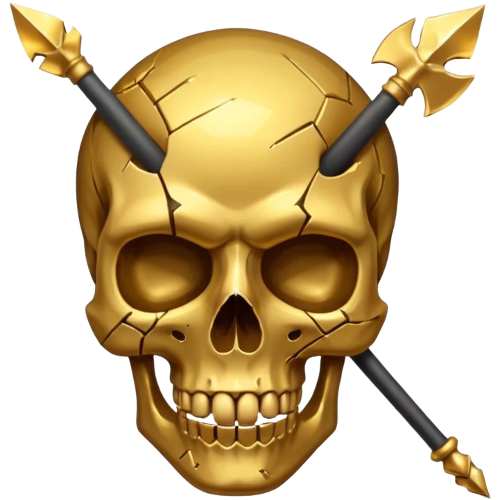 broken gold skull by a spear emoji