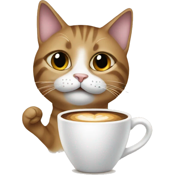 Cat with coffee emoji