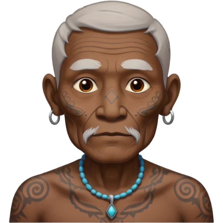 ancient incadian old man with tatooed on neck and face emoji