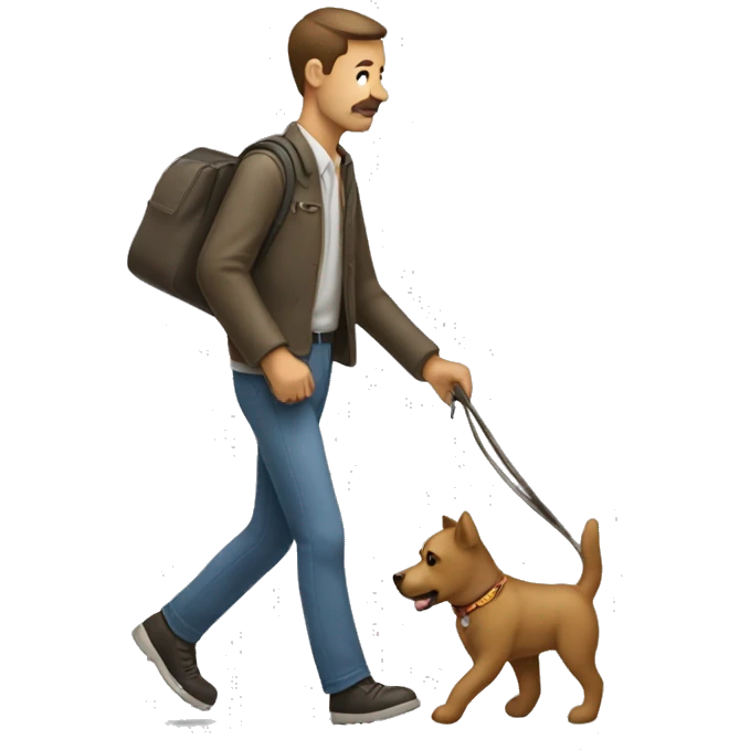 un hombre paseando un perro emoji