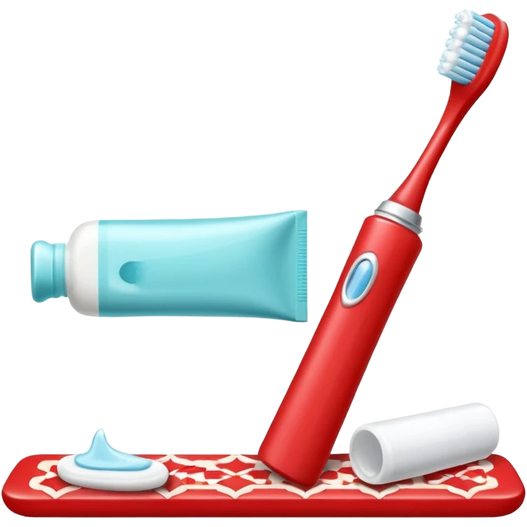 Toothbrush and toothpaste with Salah mat emoji