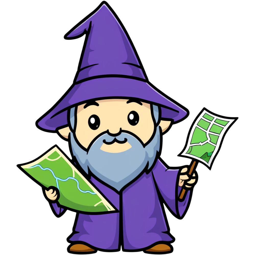 lost wizard with a map emoji