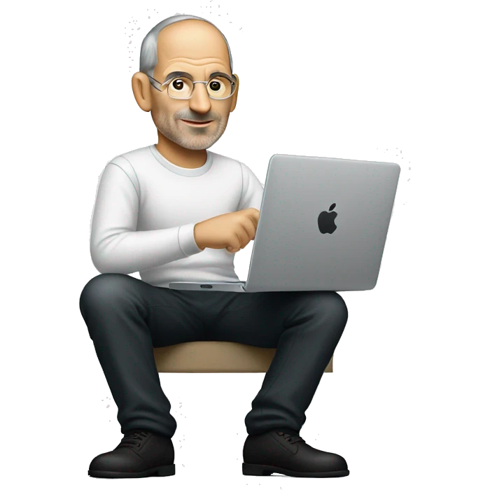 steve job sitting with macbook emoji