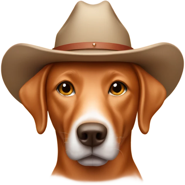 Fox red Labrador wearing cowboy hat emoji