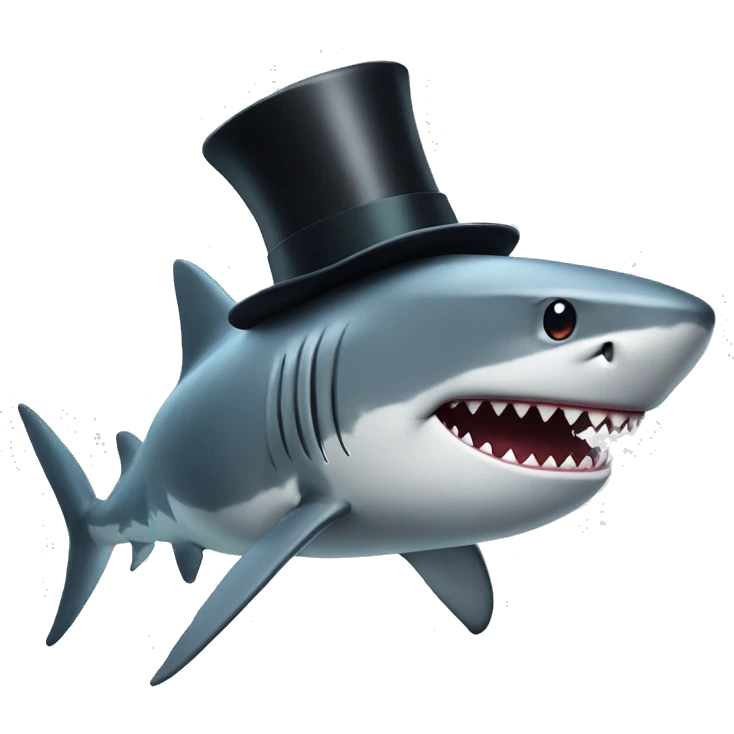 Shark with a top hat emoji