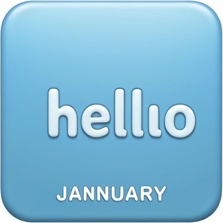 Light Blue “ hello January “ word  emoji