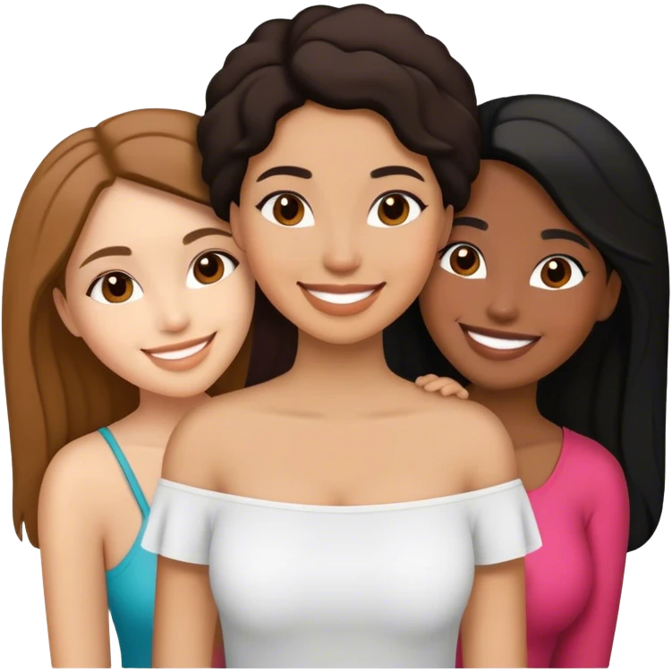 Three female friends, two are Latin one is black and one is white  emoji