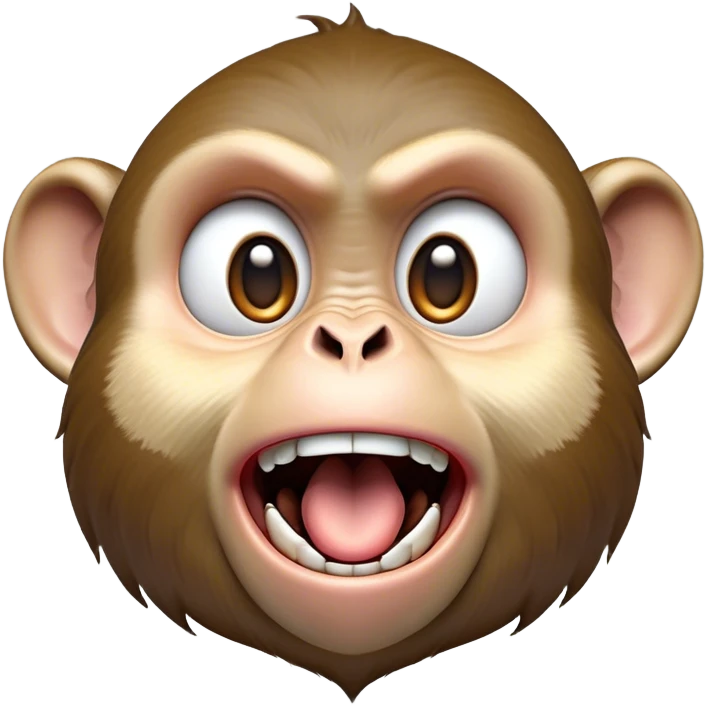 Cinematic Comical Macaque Portrait Emoji, Head tilted dramatically with an exaggeratedly shocked expression, featuring a dynamic, animated face with wide, comically expressive eyes full of humorous disbelief, Simplified yet hilariously expressive features, highly detailed, glowing with a slightly sassy glow, high shine, dramatic yet playful, stylized with an air of quirky primate attitude, soft glowing outline, capturing the essence of a meme-worthy macaque that looks ready to side-eye its way into viral fame! emoji