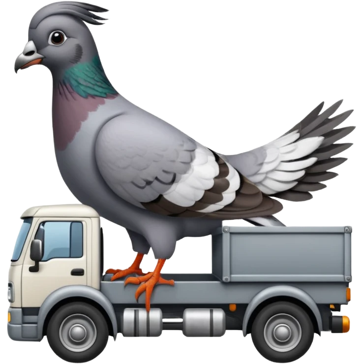 Pigeon is driving a lorry emoji