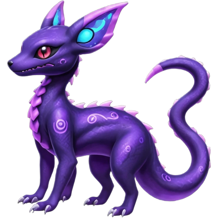 Evil Gothic Nebulae Shiny Futuristic Spooky Salandit-Umbreon-Fakémon-hybrid-creature (full body)  emoji