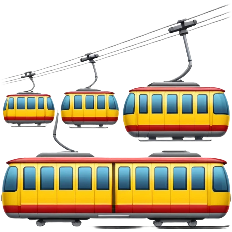 modern cable car, red and yellow cabins emoji