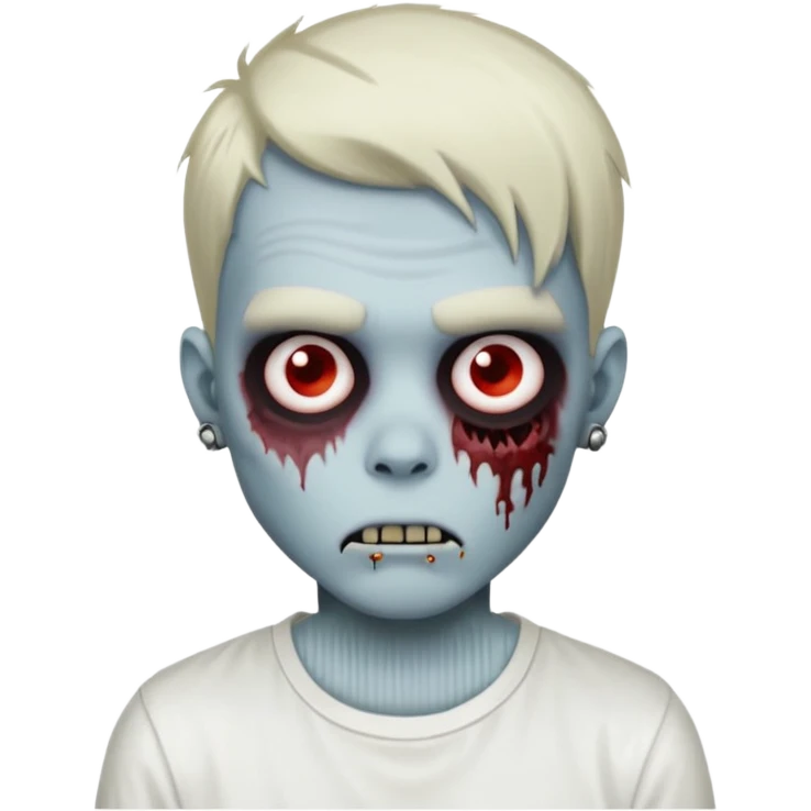 zombie boy with emo hair piercings and white shirt emoji