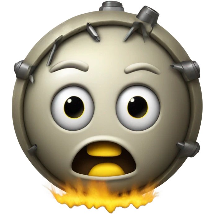 yellow emoji with head emitting a nuclear bomb emoji