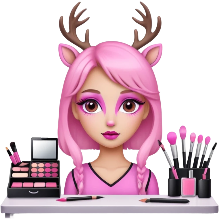 Girly deer with make up desk emoji