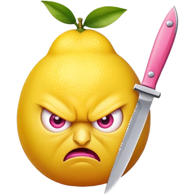 pink angry lemon with a knife emoji