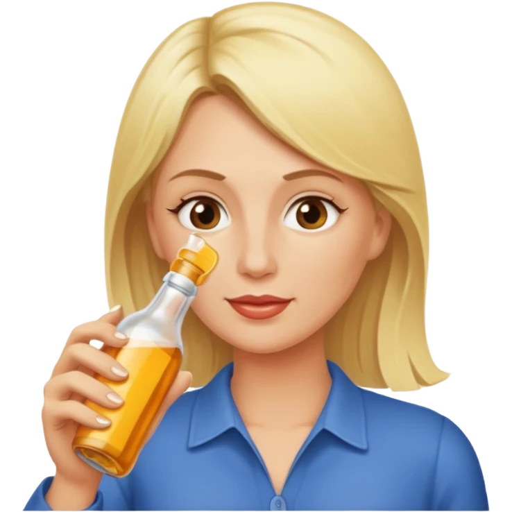 Blonde mom drinking a bottle of Malort  emoji