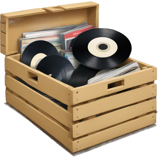 simple crate full of vinyl records emoji