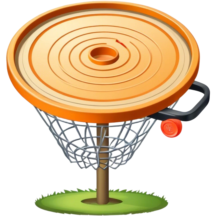 A disc golf basket with a disc flying at it emoji