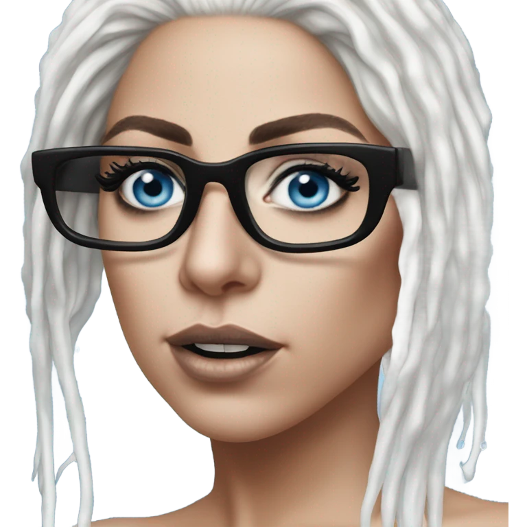 Hyper Realistic lady gaga rain on me blue eyes black glasses  emoji