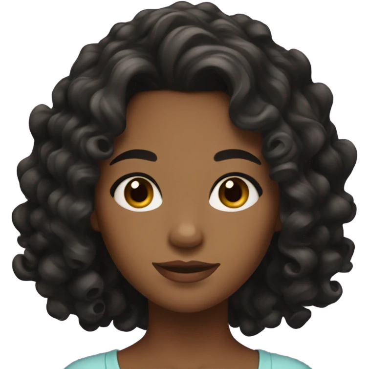 girl with wavy black hair going into curls, long lashes, brown eyes emoji