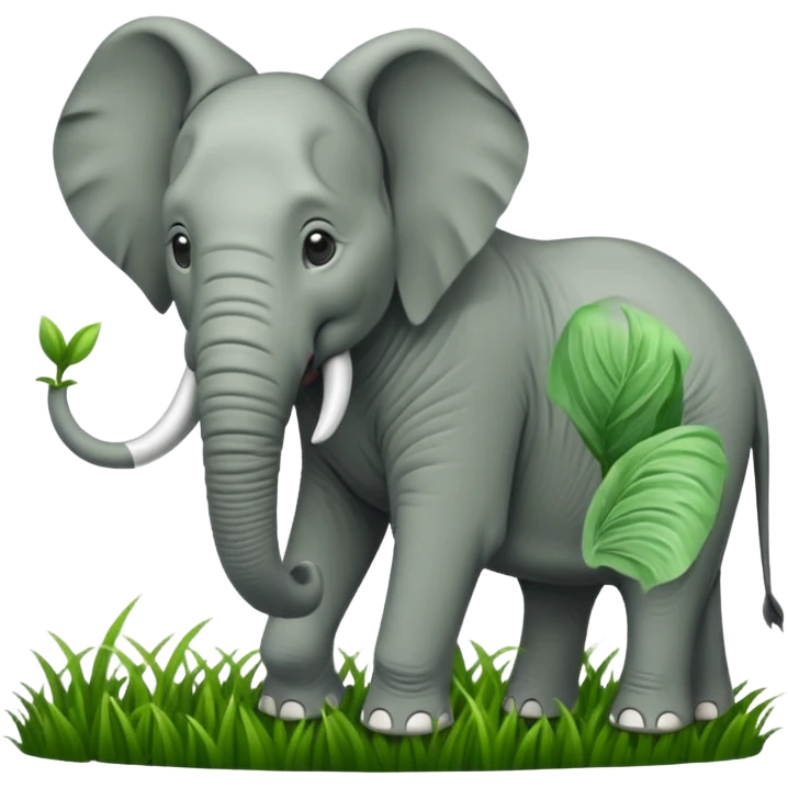 elephant eating grass emoji