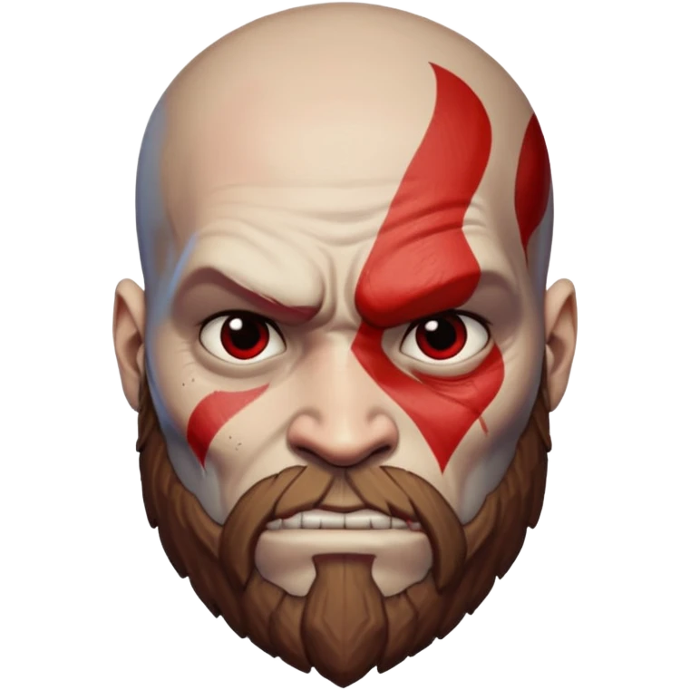Visage de Kratos du jeu PlayStation a la perfection, c'est a dire que la marque rouge doit partir jusqu'à l'arrière du crâne  emoji